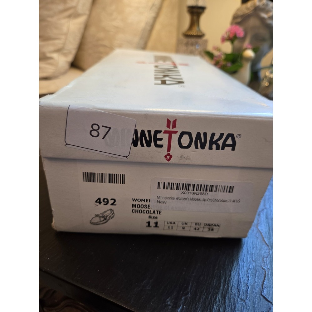 Minnetonka Women's Moosehide Classic Moccasins 492 Chocolate Brown US 11 $105 - Picture 8 of 11